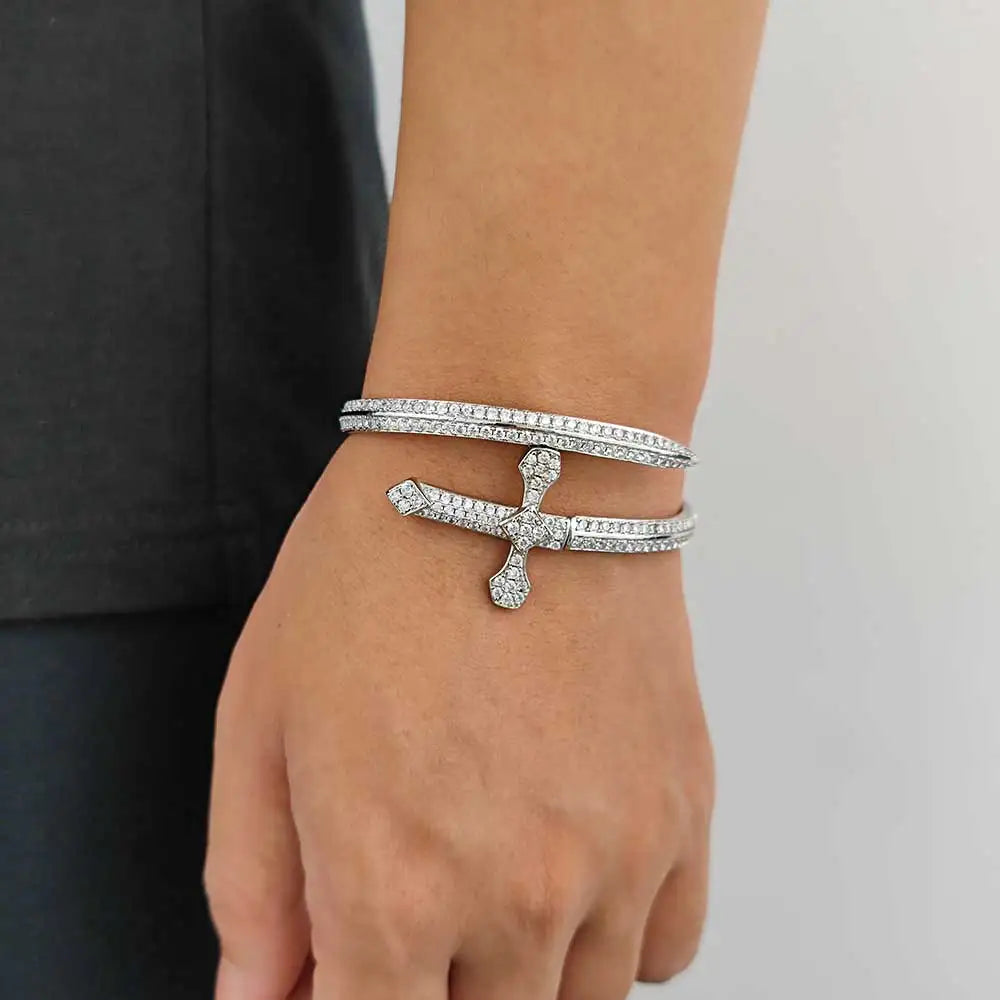 Full Iced Sword Shape Bracelet Bling