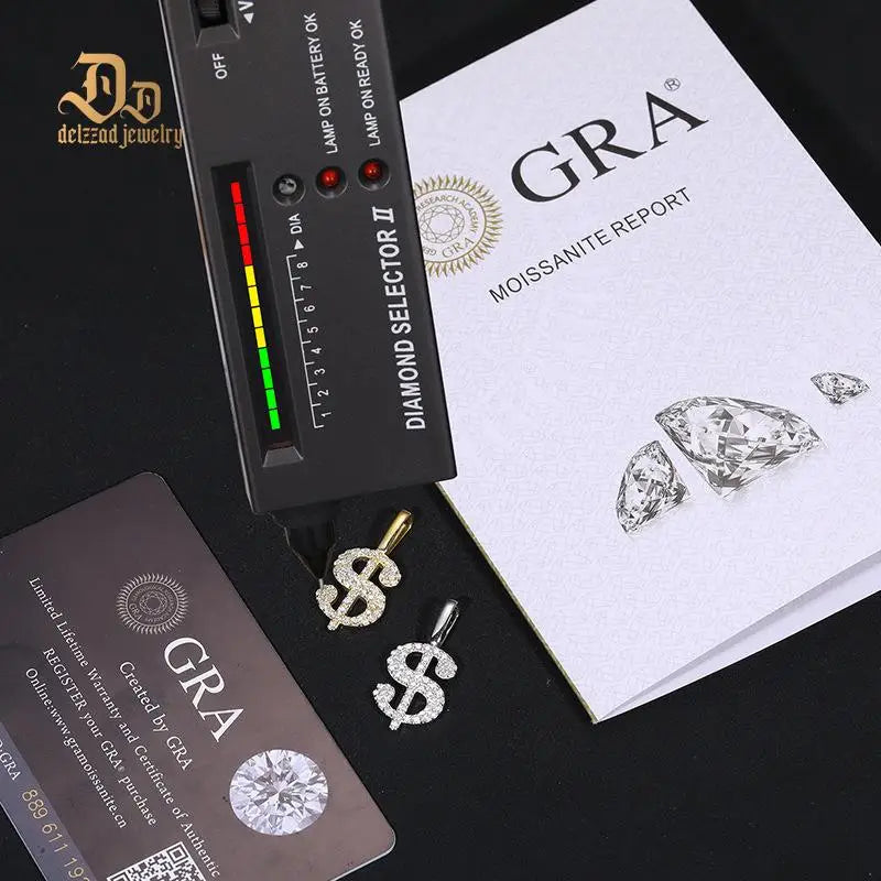 2025 Delzzad Exquisite US Gold Pendant 100% S925 Sterling Silver VVS Moissanite Unisex Simple Sports OL Style Jewelry Party Gift