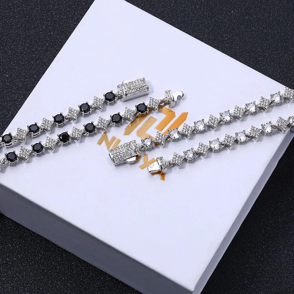 Sparkling Iced Out Cut Star Tennis Chain and Necklace