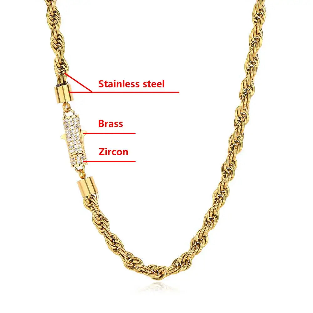 New Style 6mm Iced Out Clasp Rope Chain