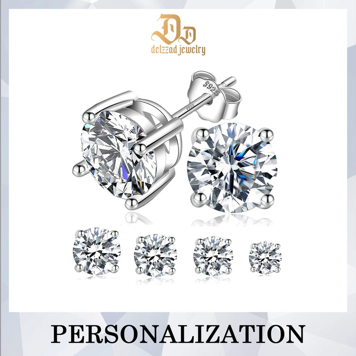 100% 925 Sterling Silver 0.1-3 Carat D-Color Moissanite Earrings for Men and Women
