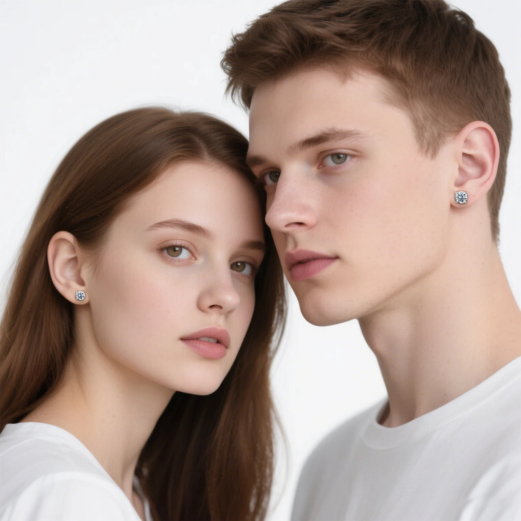 100% 925 Sterling Silver 0.1-3 Carat D-Color Moissanite Earrings for Men and Women