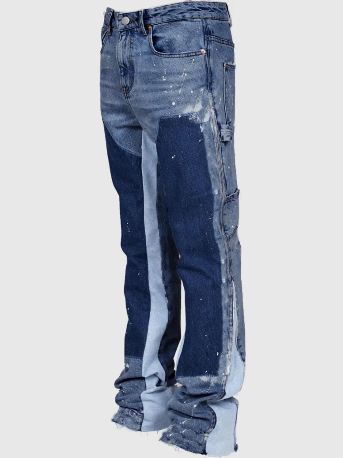 Elastic Patchwork Denim Layered Flared Pants