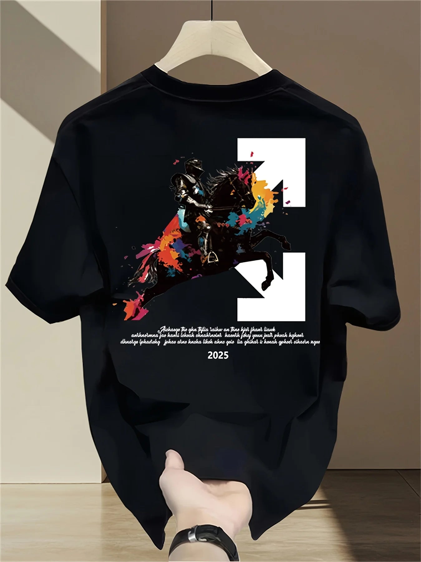 Men's summer trendy all-match T-shirt, super cool and handsome print, polyester fiber breathable fabric, casual and simple short