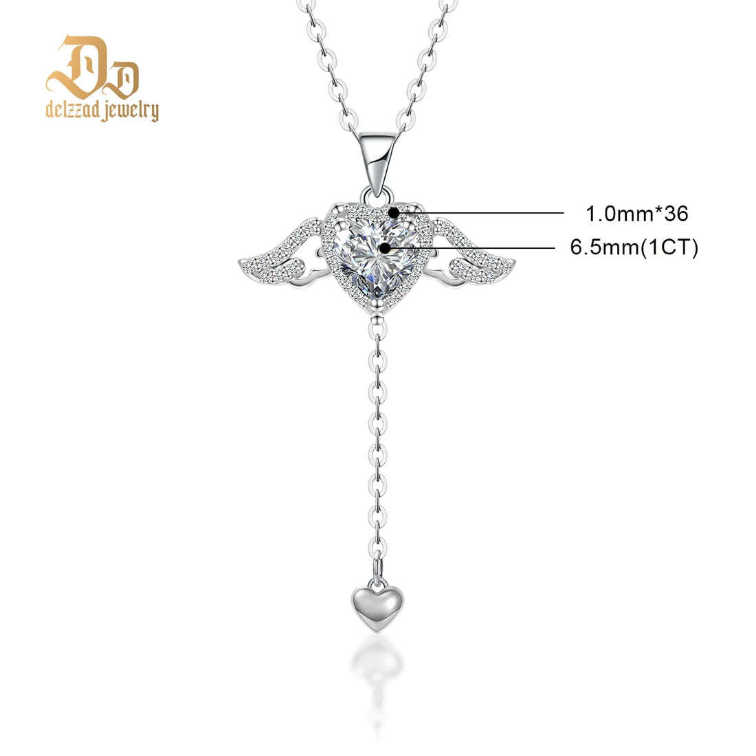 Delzzad 100% S925 Sterling Silver Irregular VVS Moissanite 1ct Cute Angel Pendant Simple Necklace Shiny Luxury Boutique Jewelry