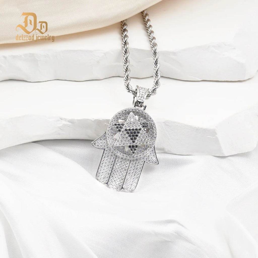 100% S925 Sterling Silver Moissanite Handsome Palm Pendant