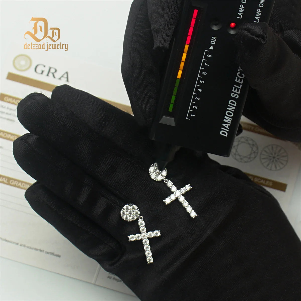 Authentic La Moissanite Cross Stud Earrings 100% Top Quality S925 Sterling Silver