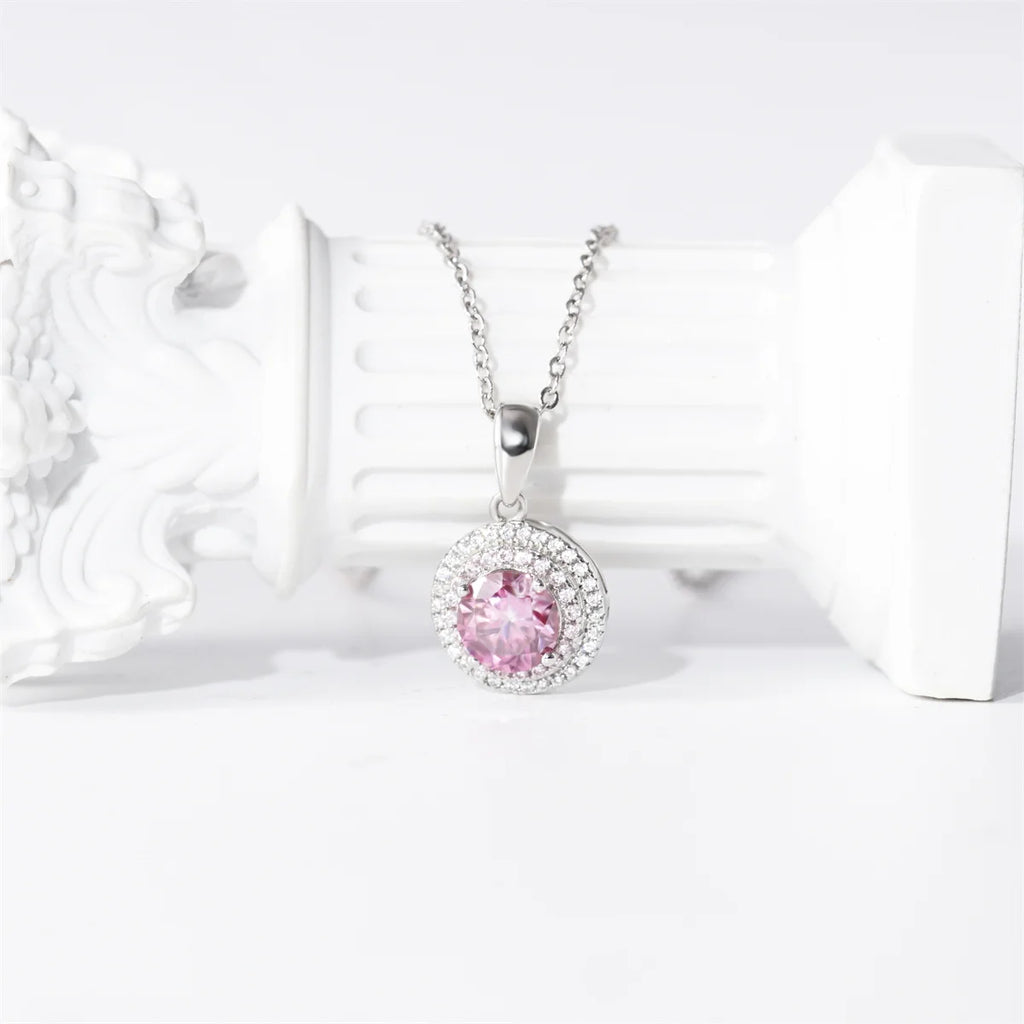 Moissanite 100% 925 Sterling Silver High-End Pink Diamond Super Luxury Pendant