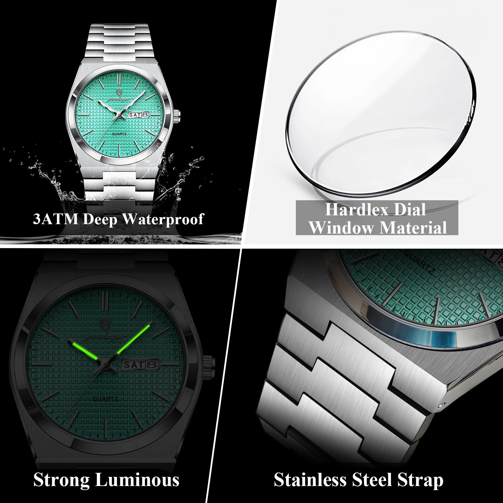 Luxury Business Man Watch with Luminous Waterproof Stainless Steel