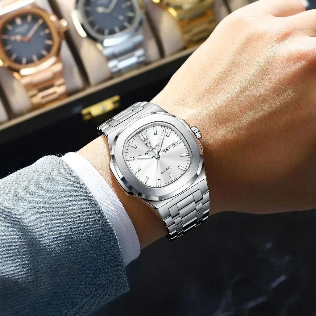 Classic Square Men Day-Date Wristwatch