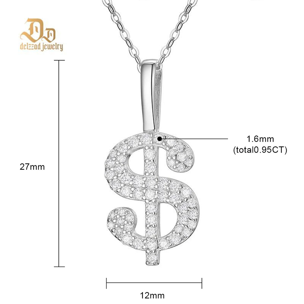 2025 Delzzad Exquisite US Gold Pendant 100% S925 Sterling Silver VVS Moissanite Unisex Simple Sports OL Style Jewelry Party Gift