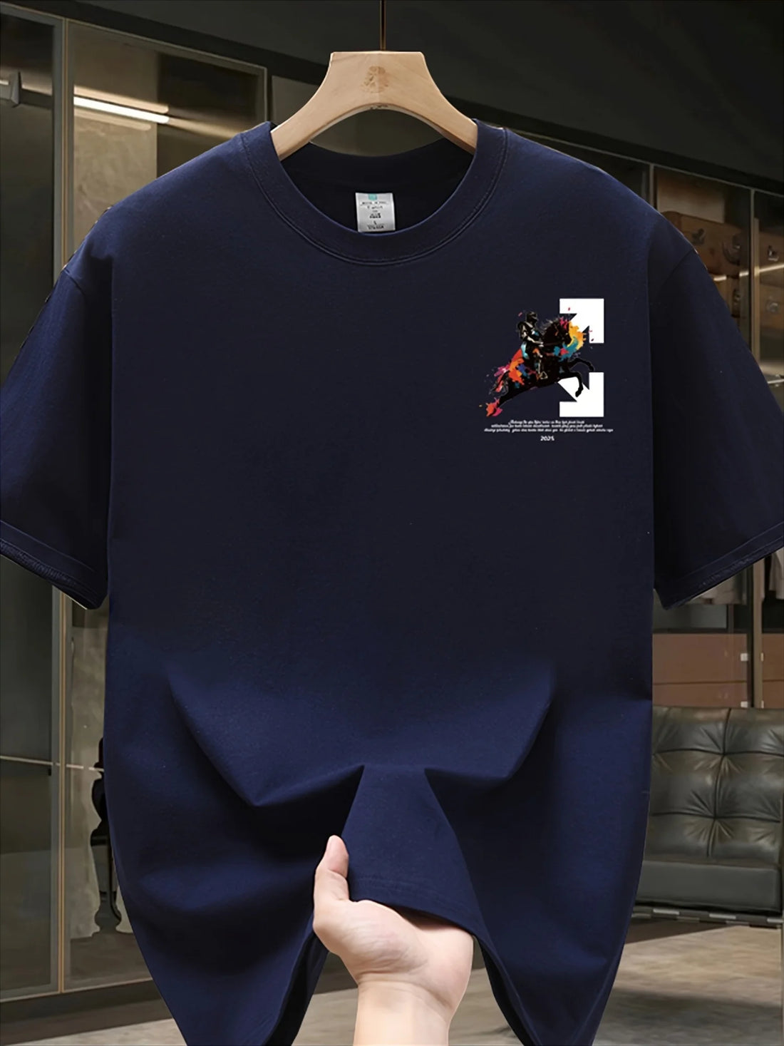 Men's summer trendy all-match T-shirt, super cool and handsome print, polyester fiber breathable fabric, casual and simple short