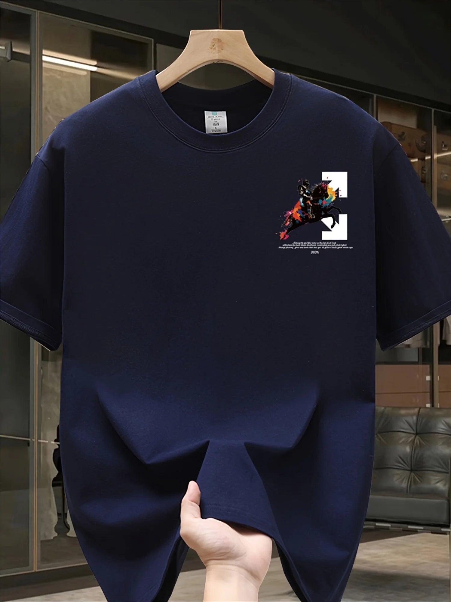 Men's summer trendy all-match T-shirt, super cool and handsome print, polyester fiber breathable fabric, casual and simple short