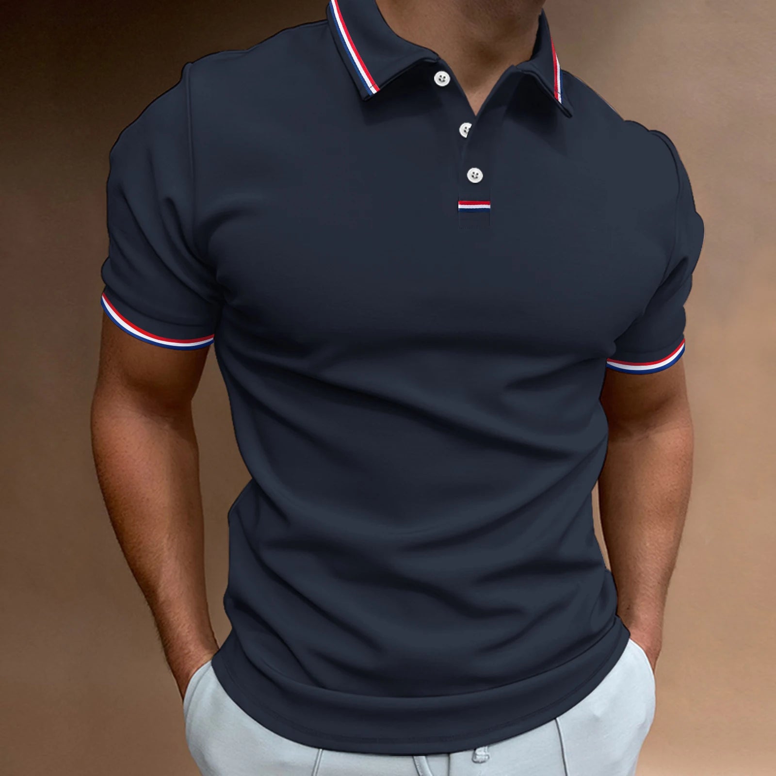 2025 new stretch solid color summer thin quick-drying short-sleeved lapel POLO shirt