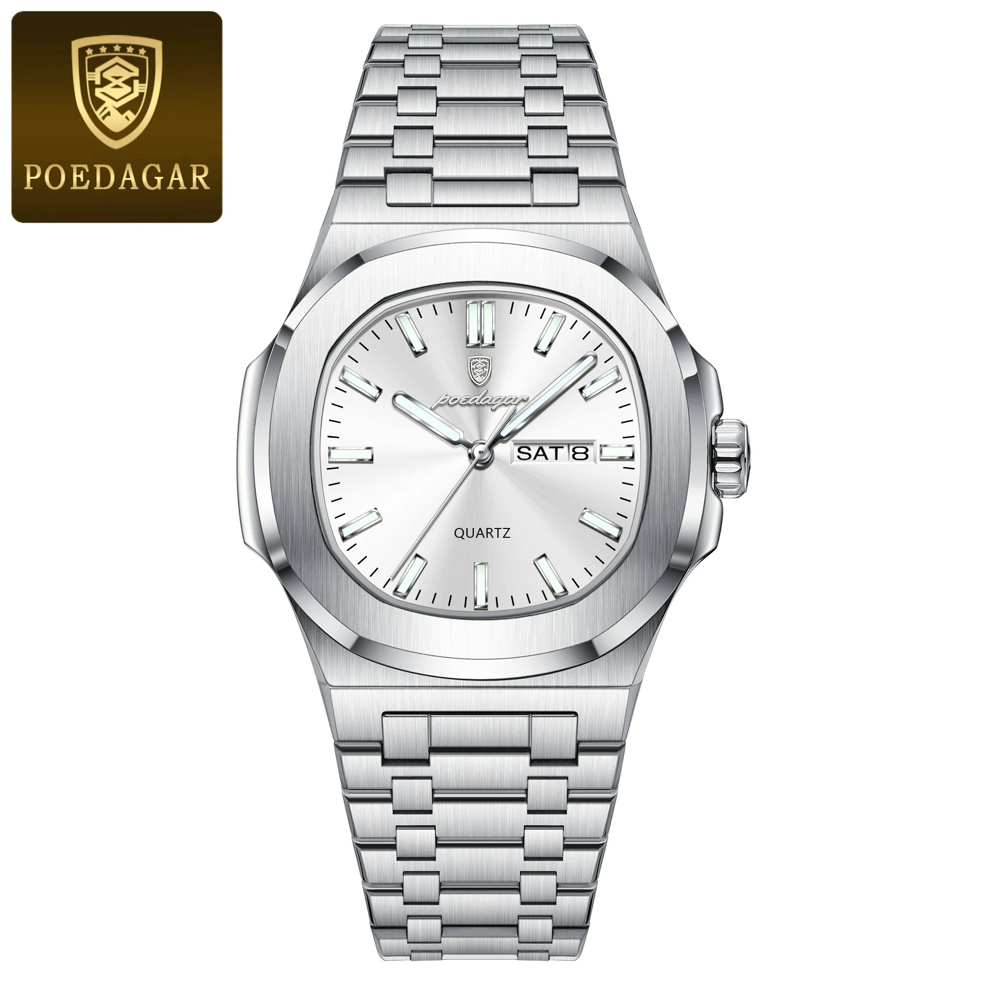 Trendy Casual Wristwatch For Men with Day-Date Stainless Steel
