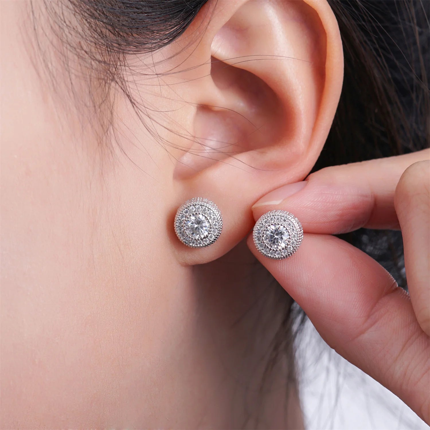 0.1-1ct 100% S925 Sterling Silver D Color Moissanite Earrings