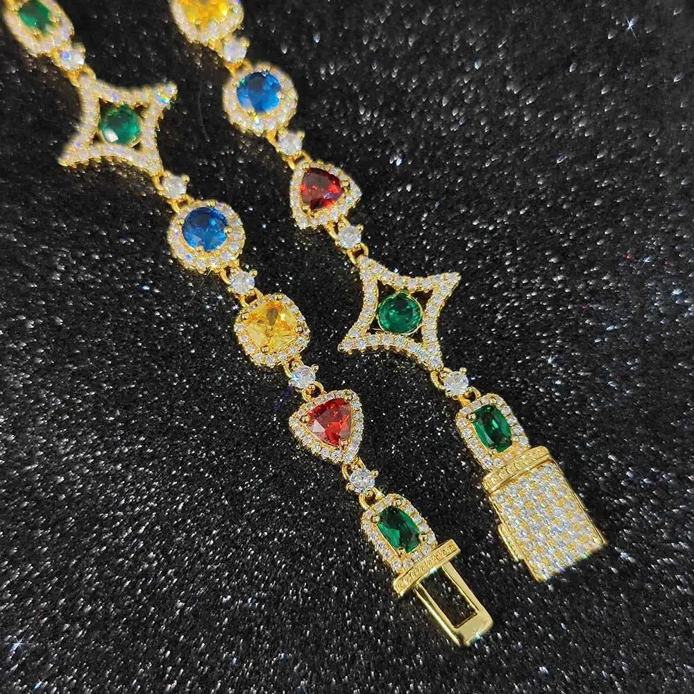 Dazzling Bracelets Mixed Gemstone with 18K Gold-Plating