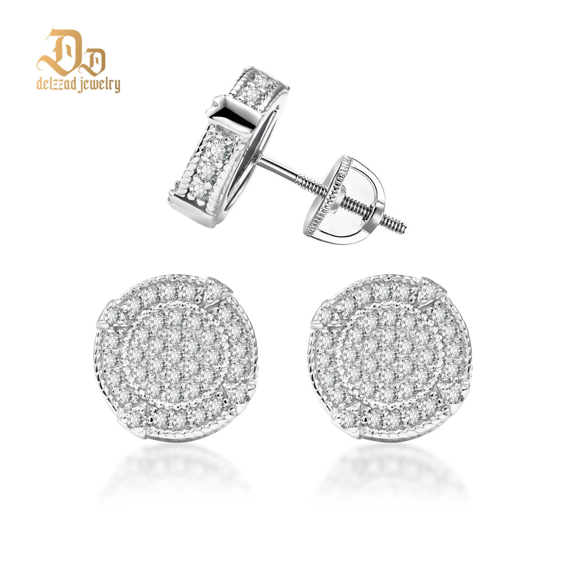 D Color Moissanite Large Round Earrings with 925 Sterling Silver for Unisex