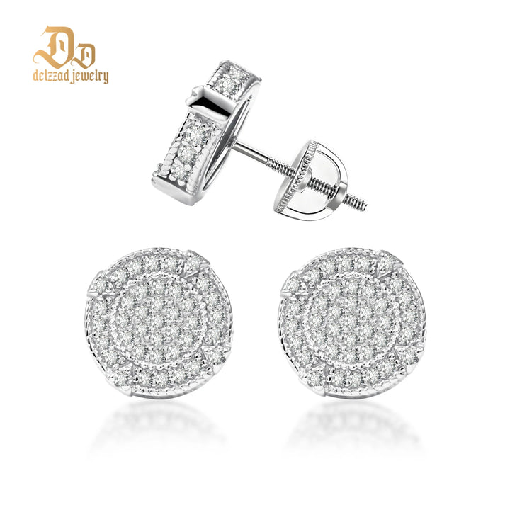 D Color Moissanite Large Round Earrings with 925 Sterling Silver for Unisex