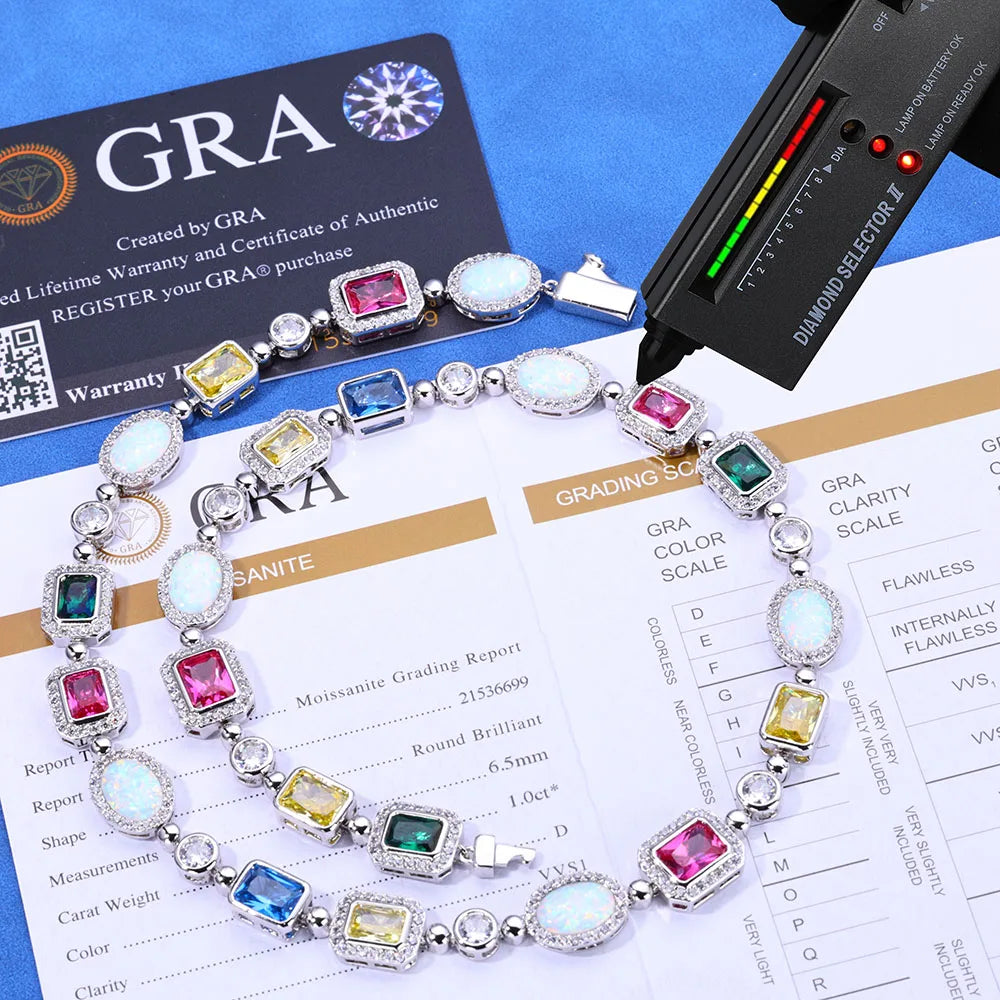 Luxury Geometric Multi-Color Moissanite Choker and Bracelet VVS JEWELRY