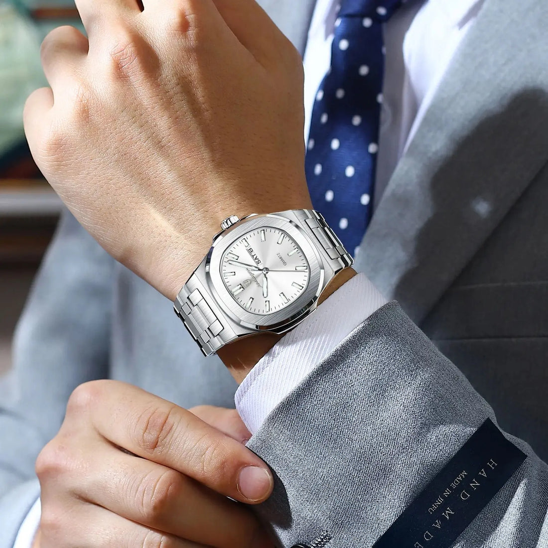 Classic Square Men Day-Date Wristwatch