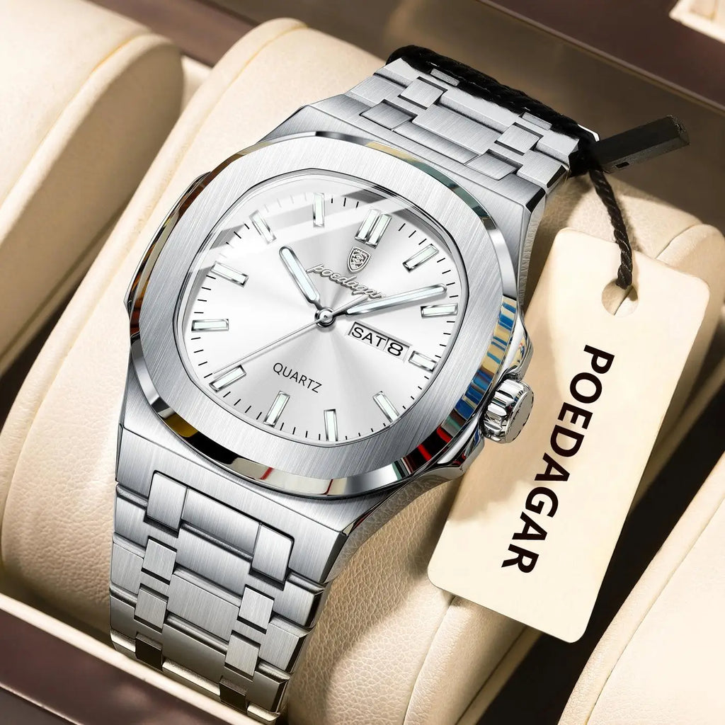 Classic Square Men Day-Date Wristwatch