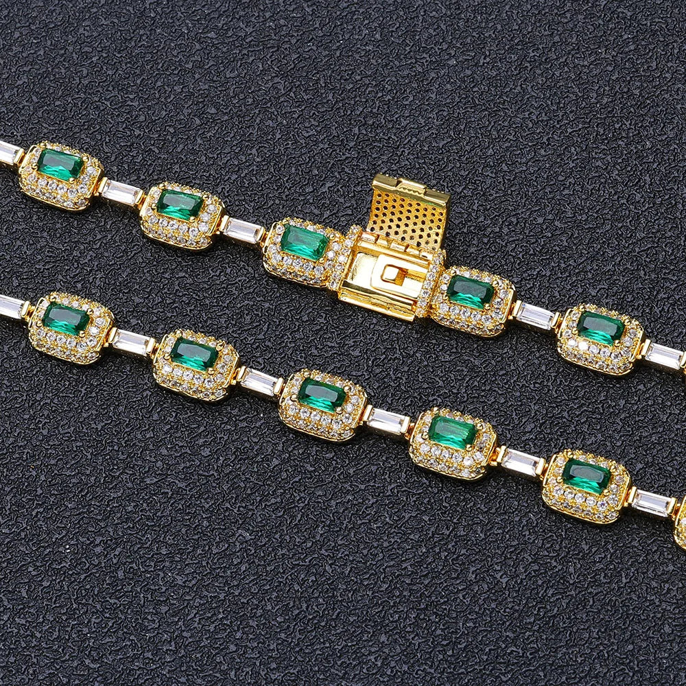 Esteemed Jewelry Iced out Emerald Cushion Cut Diamond Bracelet