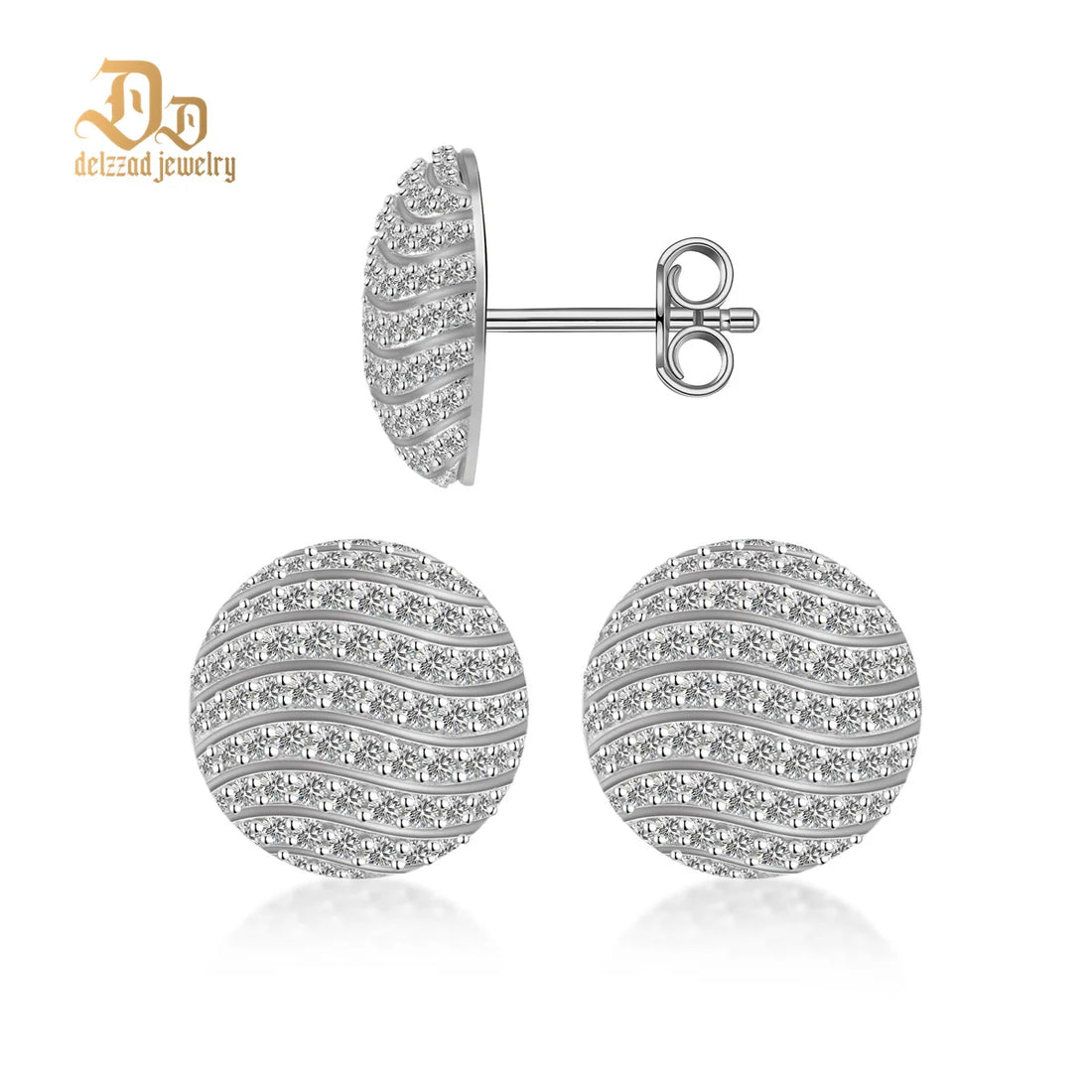 Moissanite D Color Simple Full Diamond Round Earrings with 925 Sterling Silver