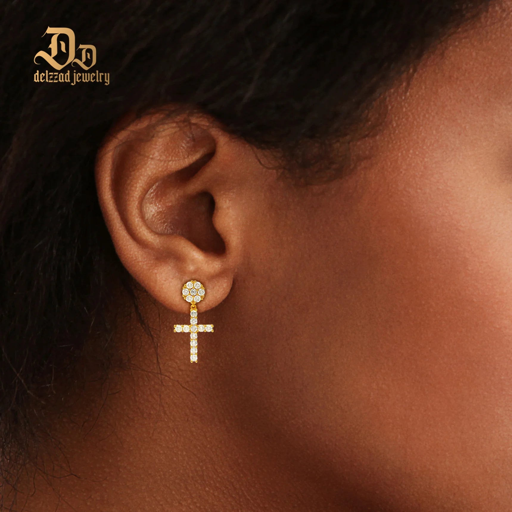 Authentic La Moissanite Cross Stud Earrings 100% Top Quality S925 Sterling Silver