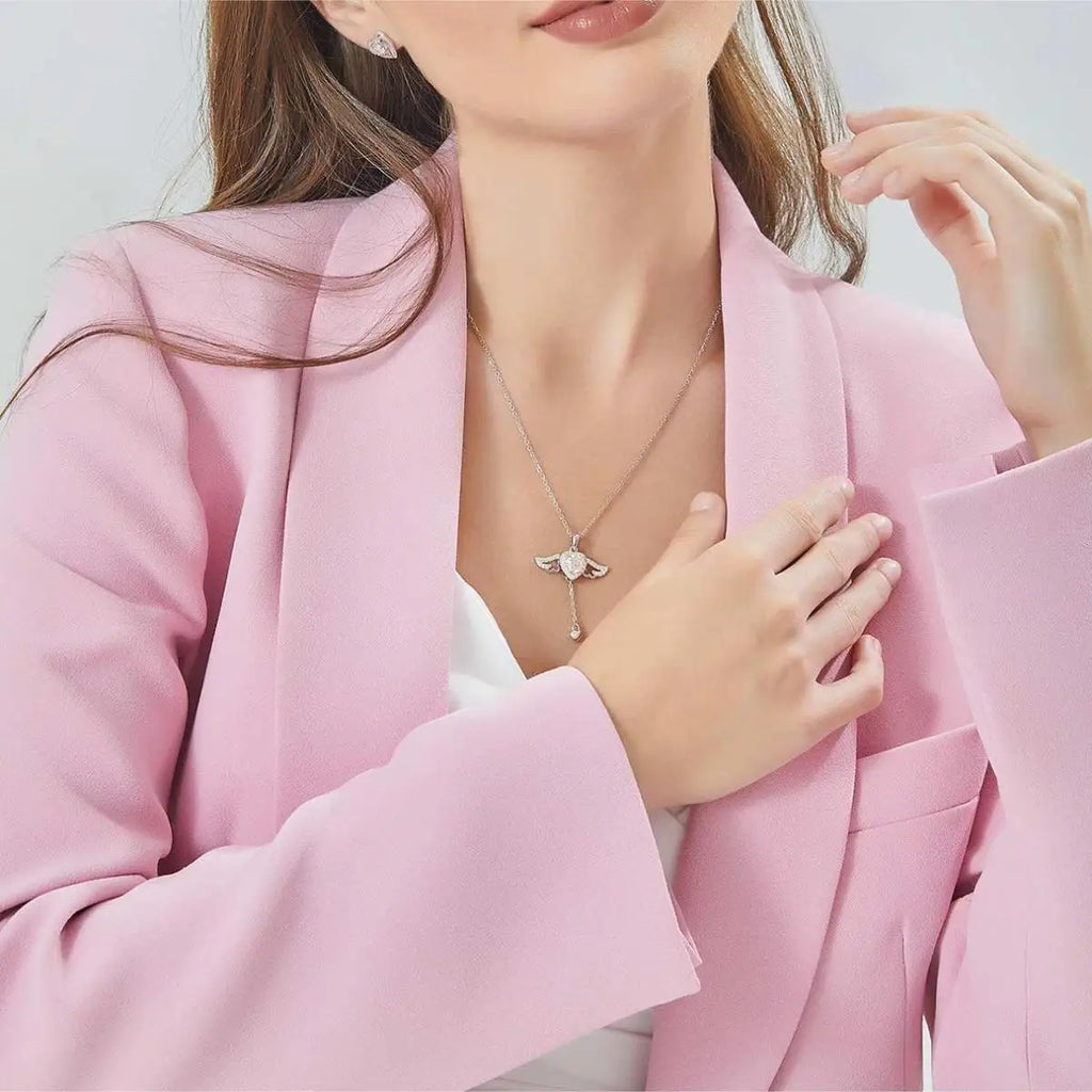Delzzad 100% S925 Sterling Silver Irregular VVS Moissanite 1ct Cute Angel Pendant Simple Necklace Shiny Luxury Boutique Jewelry