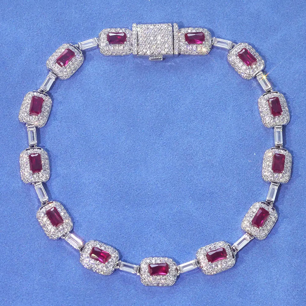 Silver Plated Red Diamond Gemstone Bracelet