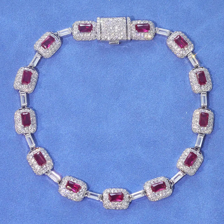 Silver Plated Red Diamond Gemstone Bracelet