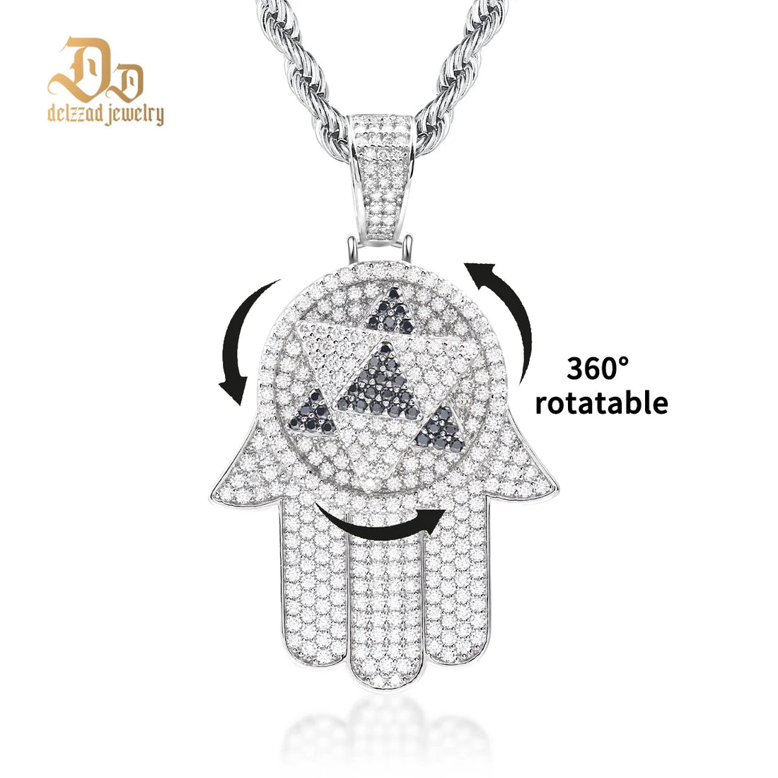 100% S925 Sterling Silver Moissanite Handsome Palm Pendant