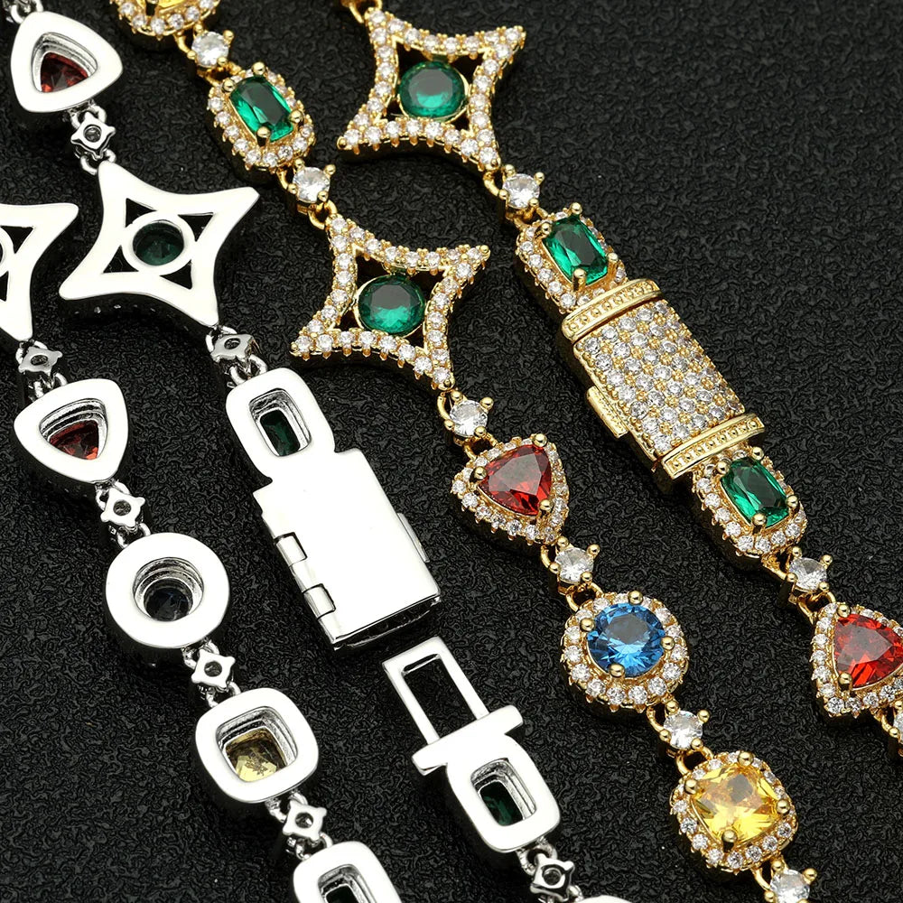 Dazzling Bracelets Mixed Gemstone with 18K Gold-Plating