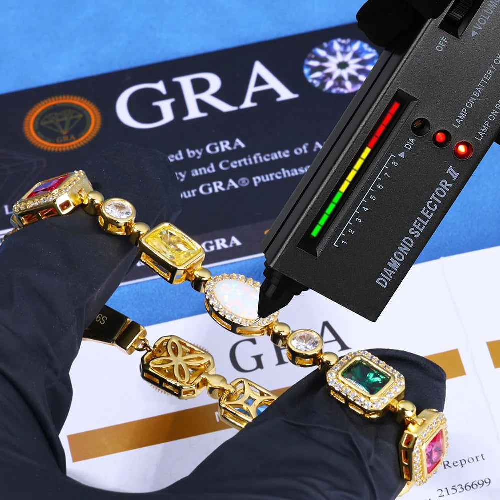 Luxury Geometric Multi-Color Moissanite Choker and Bracelet VVS JEWELRY