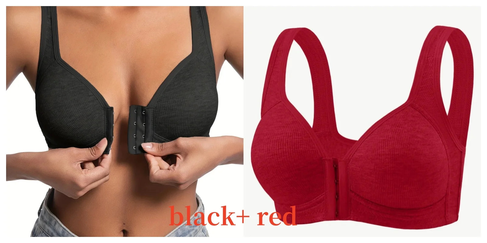 Women's Wire-Free Front Closure Solid Color Bra with Full Coverage
