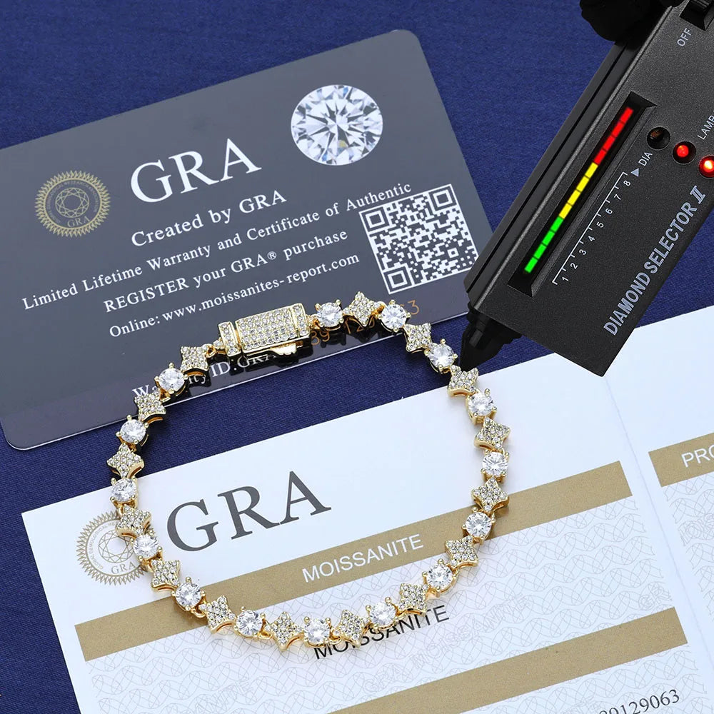 Esteemed Sterling Silver VVS Moissanite Iced Out Tennis Chain and Bracelet