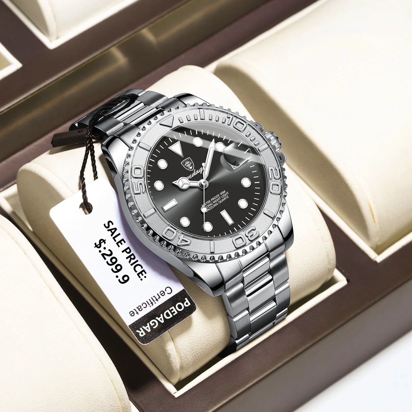 Top Luxury Quartz Man Watch with Luminous Date-Week for Men