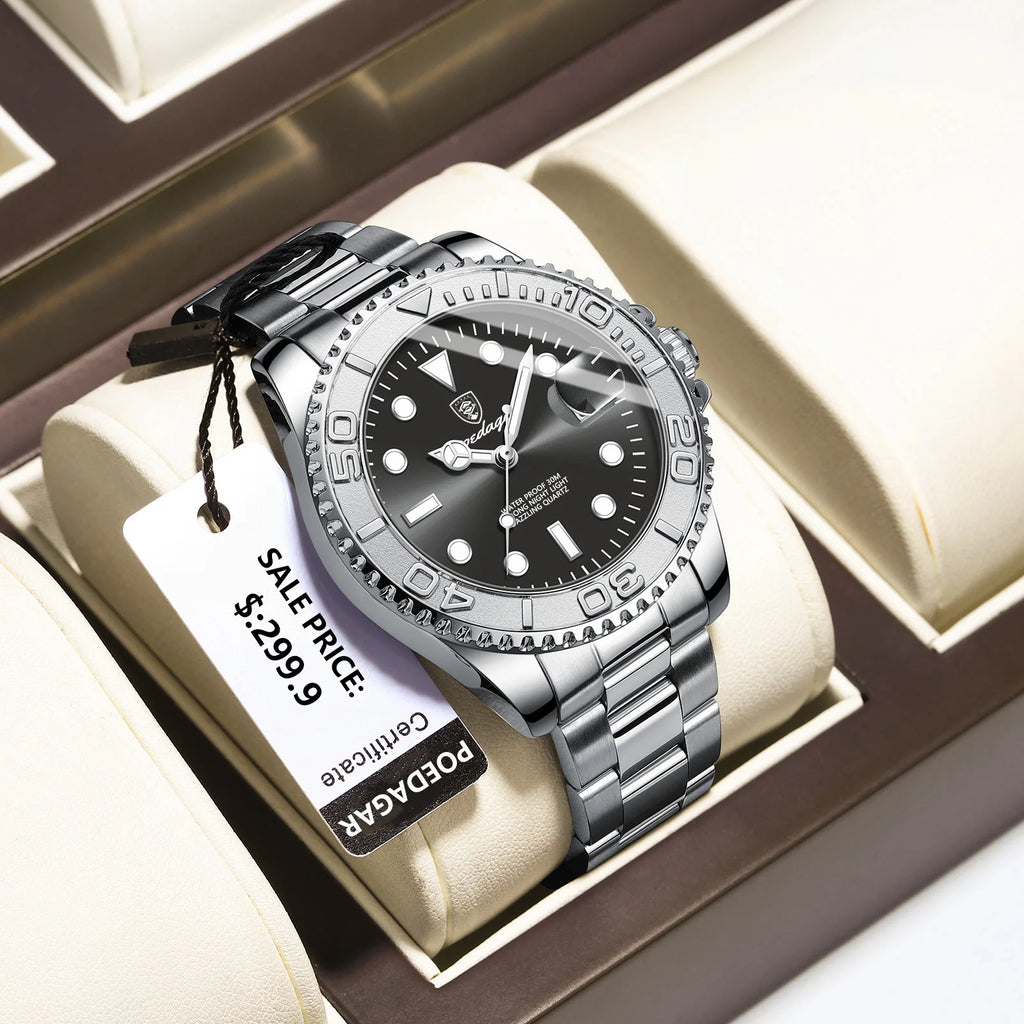 Top Luxury Quartz Man Watch with Luminous Date-Week for Men