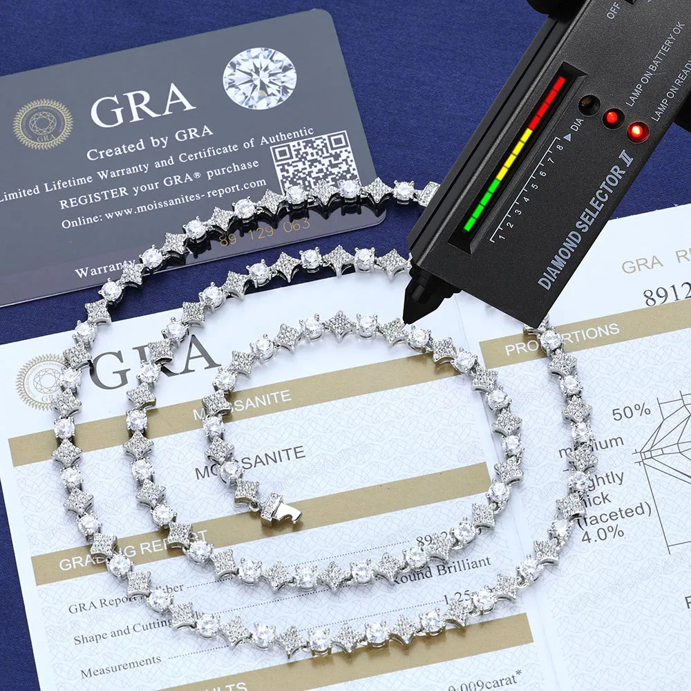 Esteemed Sterling Silver VVS Moissanite Iced Out Tennis Chain and Bracelet