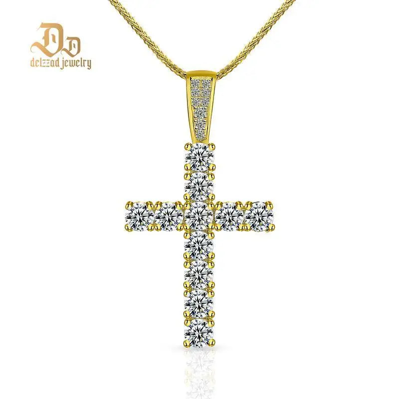 100% S925 Sterling Silver VVS Moissanite Cross Pendant