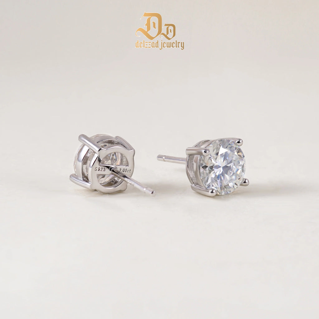 100% 925 Sterling Silver 0.1-3 Carat D-Color Moissanite Earrings for Men and Women