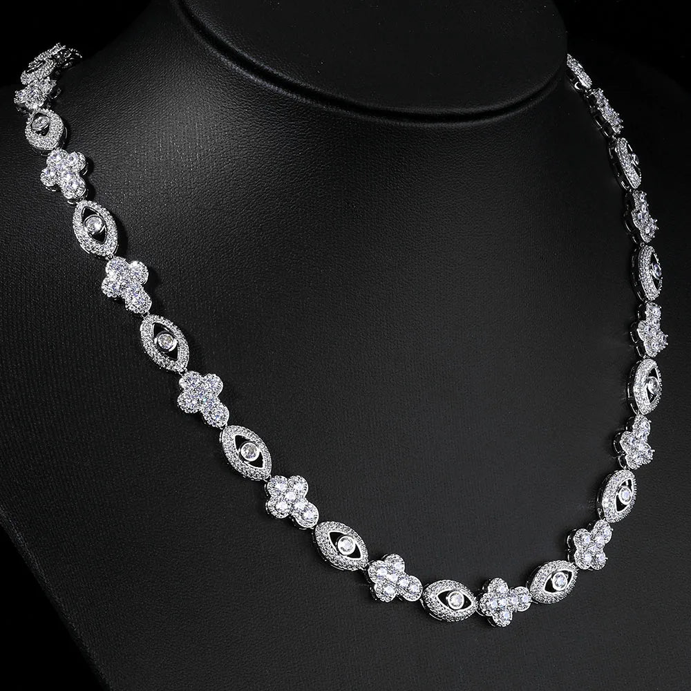 Bling Eye Cross Necklace for Men and Women