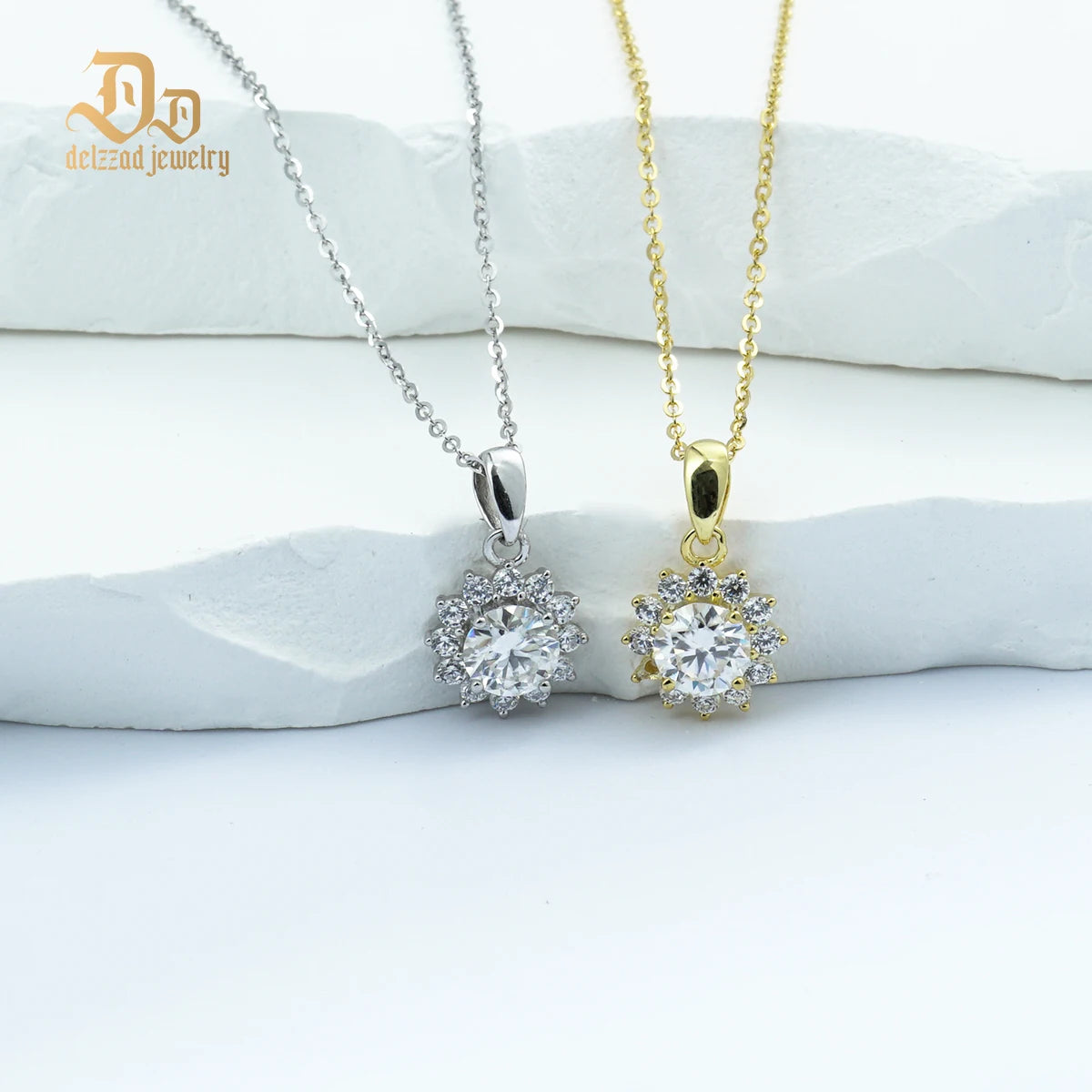 S925 Sterling Silver 1/2 Carat SunFlower Moissanite Necklace