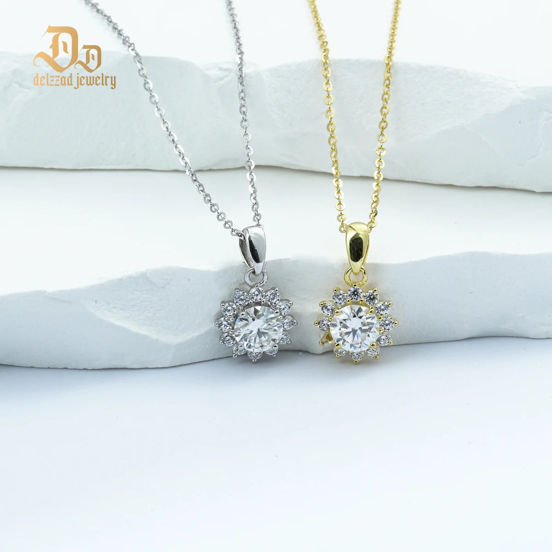 S925 Sterling Silver 1/2 Carat SunFlower Moissanite Necklace