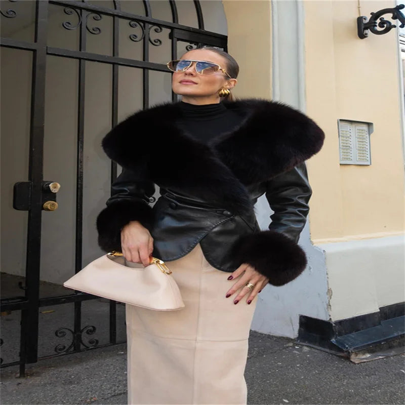 Luxury Fur Women’s Coat with Plush Cuffs