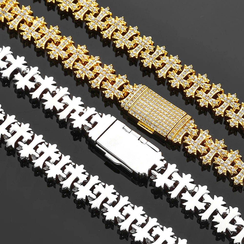 11MM Iced Cross Snowflake Bracelet with Diamond