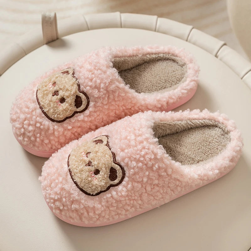 Cute Bear Fluffy Warm Indoor Slippers