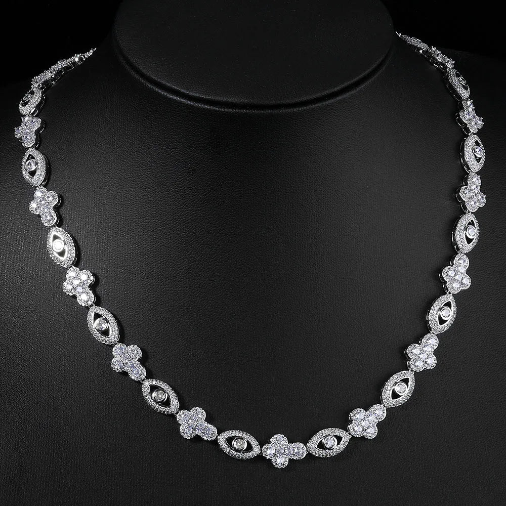 Bling Eye Cross Necklace for Men and Women