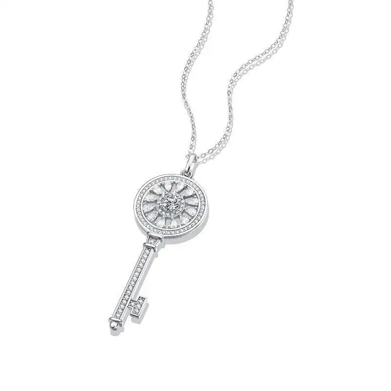 S925 Sterling Silver 0.5 Carat Necklace Key Pendant